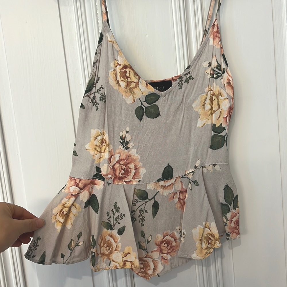 Peplum floral tank top